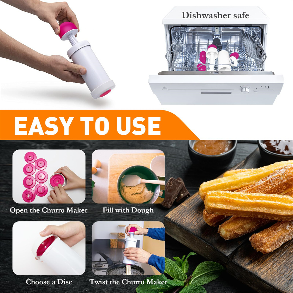 1pc DIY Manual Cookie Press Ma - Churros Maker Gun review and price